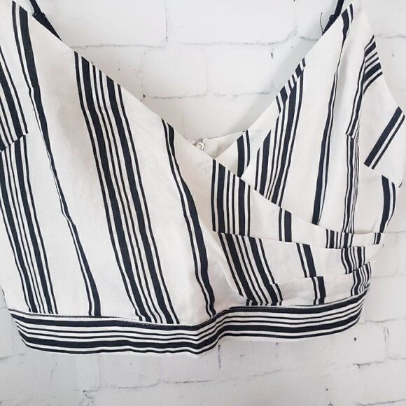Lush Striped Crop Top Size S Black White Boutique Back Zipper NEW - Picture 4 of 10